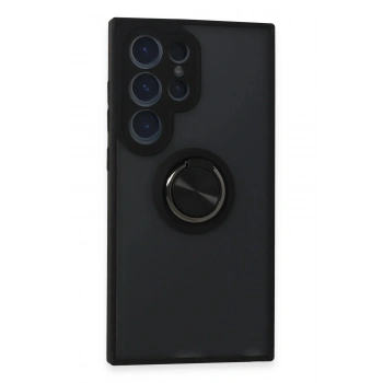 Samsung Galaxy S24 Ultra Kılıf Montreal Yüzüklü Silikon Kapak - Siyah