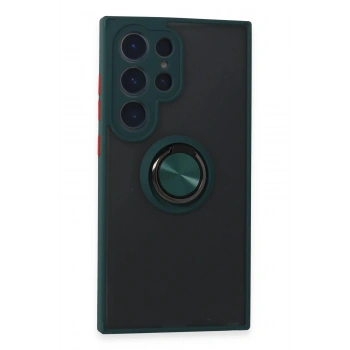 Samsung Galaxy S24 Ultra Kılıf Montreal Yüzüklü Silikon Kapak - Yeşil