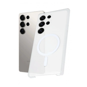 Samsung Galaxy S24 Ultra Kılıf PC Zara Magsafe Şeffaf Kılıf - Şeffaf