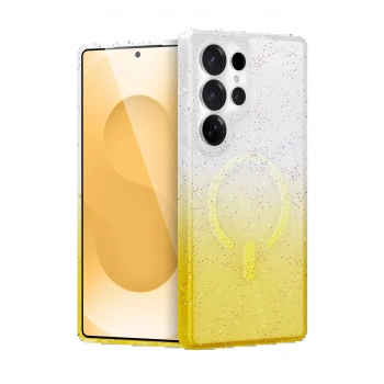 Samsung Galaxy S24 Ultra Pummel Shiny Magsafe Kapak - Gold