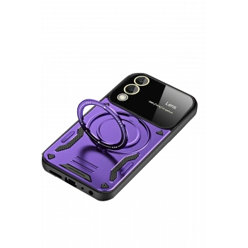 Samsung Galaxy S25 Edge Kılıf Joy Lens Standlı Kapak - Mor