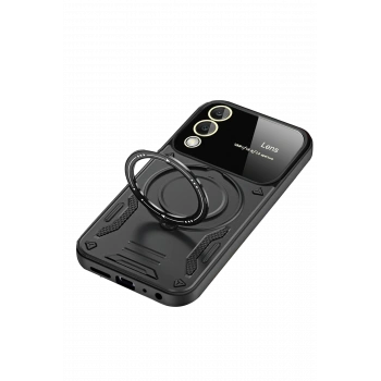 Samsung Galaxy S25 Edge Kılıf Joy Lens Standlı Kapak - Siyah