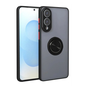 Samsung Galaxy S25 Edge Kılıf Montreal Yüzüklü Silikon Kapak - Siyah