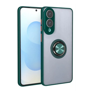 Samsung Galaxy S25 Edge Kılıf Montreal Yüzüklü Silikon Kapak - Yeşil