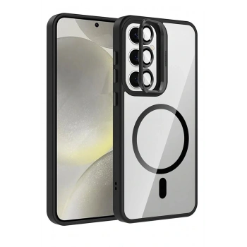 Samsung Galaxy S25 FE Remim Lensli Magsafe Standlı Kapak - Siyah