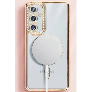 Samsung Galaxy S25 Kılıf Joke Simli Magneticsafe Kılıf - Pembe