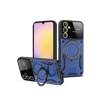 Samsung Galaxy S25 Kılıf Joy Lens Standlı Kapak - Lacivert
