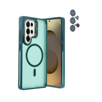 Samsung Galaxy S25 Ultra Flet Lens Magsafe Kapak - Koyu Yeşil