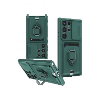 Samsung Galaxy S25 Ultra Kılıf Zuma Kartvizitli Yüzüklü Silikon - Yeşil