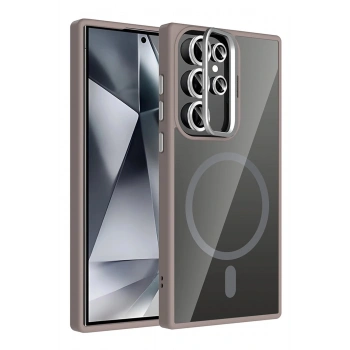 Samsung Galaxy S25 Ultra Remim Lensli Magsafe Standlı Kapak - Titan Gri