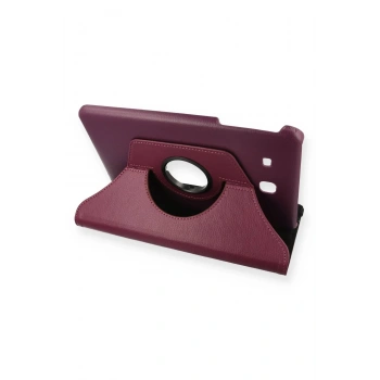 Samsung Galaxy T560 Tab E 9.7 Kılıf 360 Tablet Deri Kılıf - Mürdüm