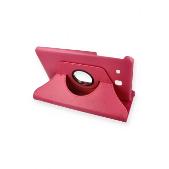 Samsung Galaxy T560 Tab E 9.7 Kılıf 360 Tablet Deri Kılıf - Pembe