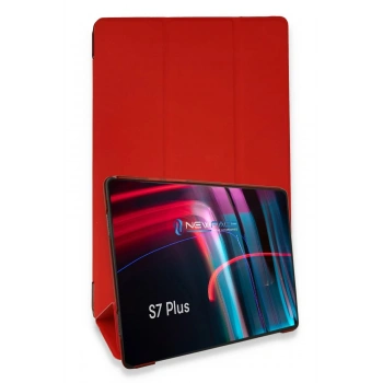 Samsung Galaxy T970 Tab S7 Plus 12.4 Kılıf Tablet Smart Kılıf - Kırmızı