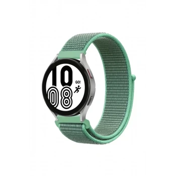 Samsung Galaxy Watch 4 Hasırlı Cırtcırtlı Kordon - Turkuaz