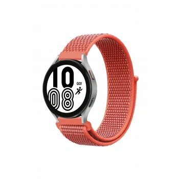 Samsung Galaxy Watch 4 Hasırlı Cırtcırtlı Kordon - Turuncu