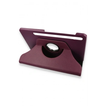 Samsung Galaxy X800 Tab S8 Plus 12.4 Kılıf 360 Tablet Deri Kılıf - Mürdüm