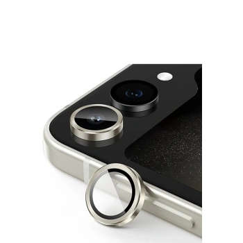 Samsung Galaxy Z Flip 5 Valdez Metal Kamera Lens - Krem