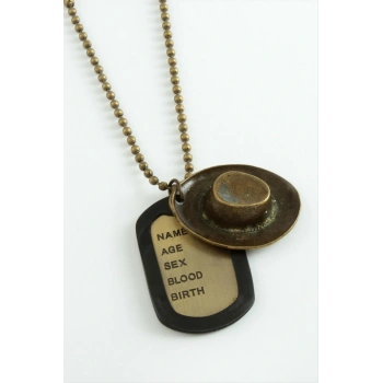 Şapka Künye Metal Erkek Kolye