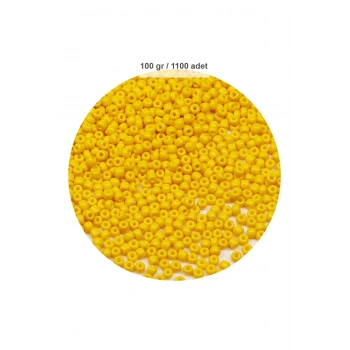 Sarı Renk 4 mm Yaklaşık 1100 adet / 100 gram Cam Boncuk Oya Yazma Bileklik ve Kolye