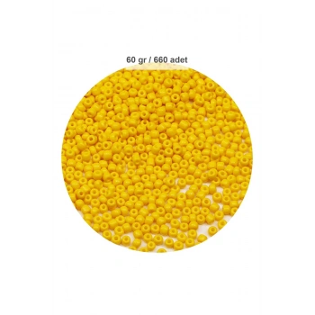Sarı Renk 4 mm Yaklaşık 660 adet / 60 gram Cam Boncuk Oya Yazma Bileklik ve Kolye