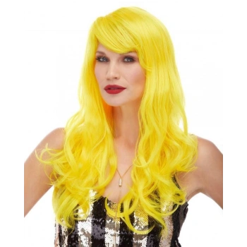 Sarı Renk Uzun Dalgalı Parti Peruğu