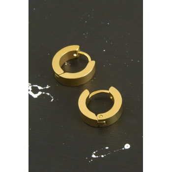 Sarı Renkli Erkek Çelik Küpe 1,5 cm