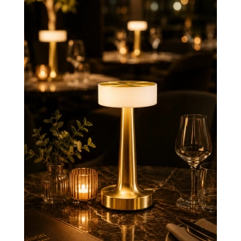 Şarjlı Gold Mantar Masa Lambası Dimmer Ayarlı Kablosuz Led Lamba