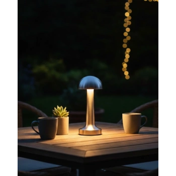 Şarjlı Kablosuz Mantar Masa Lambası Dokunmatik 3 Renk Led Modern Tasarım