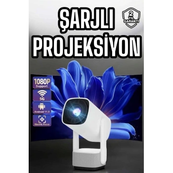 Şarjlı Projeksiyon Oyun Sinema Projektörü 4k Hd Görüntü Kaliteli