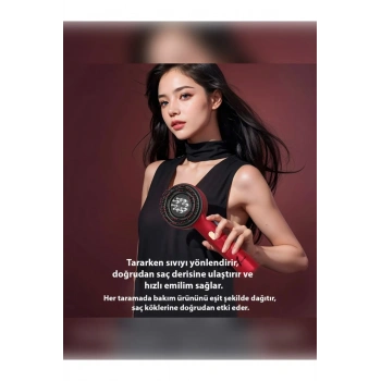 Şarjlı Ve Titreşimli Saç Masaj Tarağı Bakım Yağı Hazneli Fırça