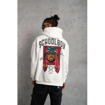 SCHOOL BOY Baskılı Kapüşonlu Sweat - Beyaz -