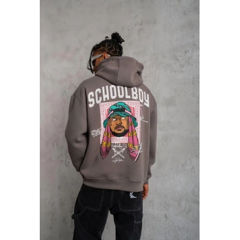 SCHOOL BOY Baskılı Kapüşonlu Sweat - Gri