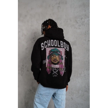 SCHOOL BOY Baskılı Kapüşonlu Sweat - Siyah -