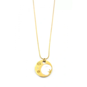 Sedef Çiçek Kolye - Altın