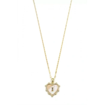 Sedefli Kalp Kolye - Altın