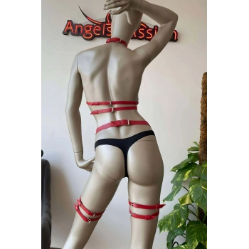 Seksi Kırmızı Deri Fantazi Giyim - Brf526