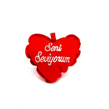 Seni Seviyorum Yazılı Kadife Kalp Yastık