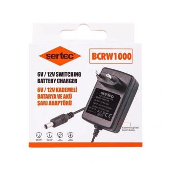 Sertec BCRW1000 6V/12V 1A Kademeli Batarya ve Akü Şarj Adaptörü