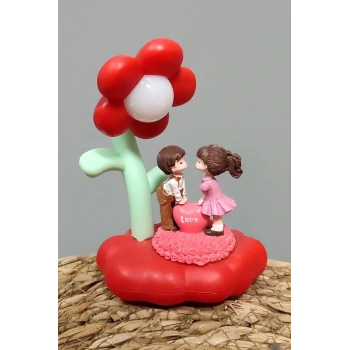 Sevgili Çift Papatya Işıklı Masa Lambası