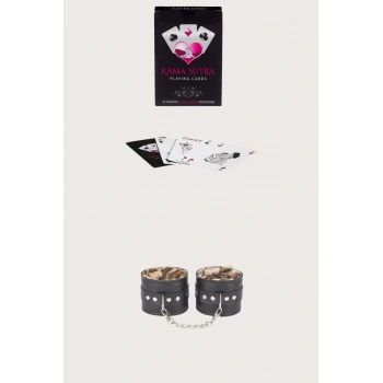 Sexy Görselli Oyun Kartı Kama Sutra Leopar Kelepçe Set