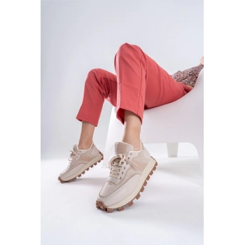 Sharon Bej Bağcıklı Spor Ayakkabı