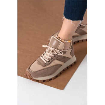 Sharon Bej Vizon Bağcıklı Spor Ayakkabı