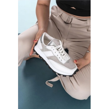 Sharon Beyaz Bağcıklı Spor Ayakkabı