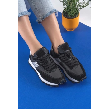 Sharon Siyah Bağcıklı Spor Ayakkabı