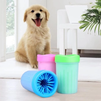 Silikon Jel Fırçalı Kedi Köpek Pati Ayak Yıkama Temizleme Kovası (Küçük) (4887)