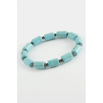 Silindir Turkuaz Doğaltaş Bileklik