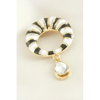 Simit Mineli Taşlı Broş