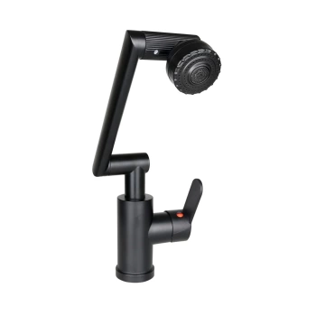 SİYAH - 1080 DERECE DÖNEBİLEN ÇOK FONKSİYONLU MUSLUK BATARYA KTX-3307 (4887)