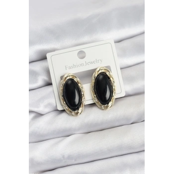 Siyah Badem Model Vintage Kadın Küpe - TJ-BKP11609