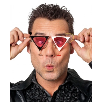 Siyah Beyaz Renk Martini Parti Gözlüğü